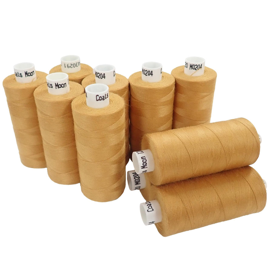 Coffee Spun Polyester Sewing Thread - 1000M, Set of 10