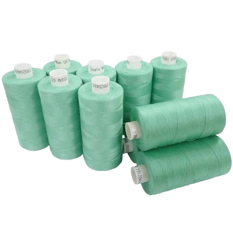 M003210 Green Spun Polyester Sewing Thread - 1000M, Pack of 10