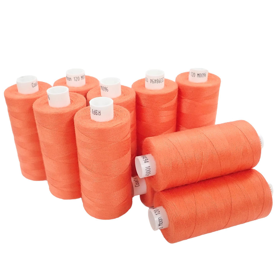 M009610 Orange Spun Polyester Sewing Thread - 1000M, Pack of 10