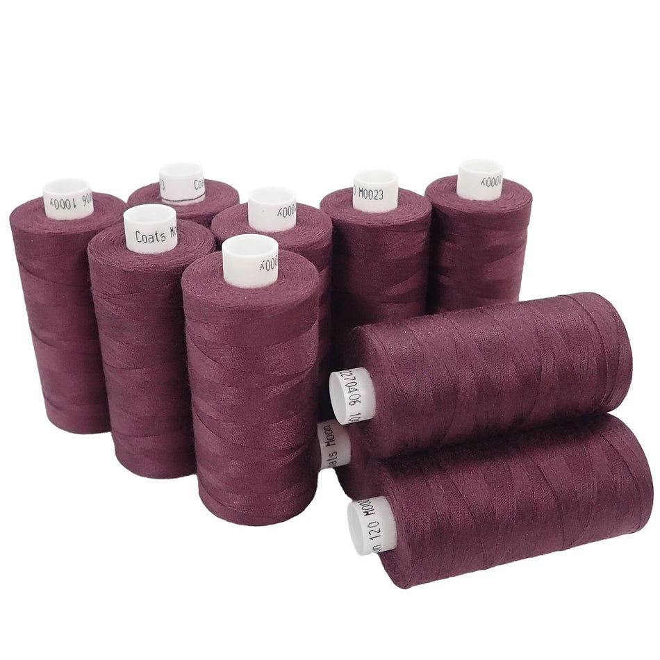M002310 Burgundy Spun Polyester Sewing Thread - 1000M, Pack of 10