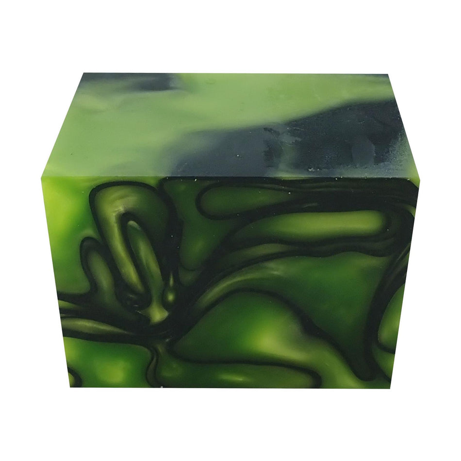 Toxic Green Abstract Acrylic Block - 64x42x42mm
