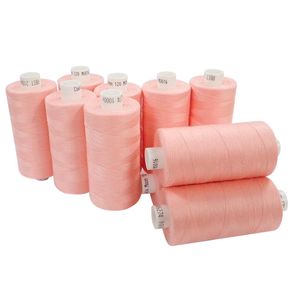 M001610 Peach Spun Polyester Sewing Thread - 1000M, Pack of 10