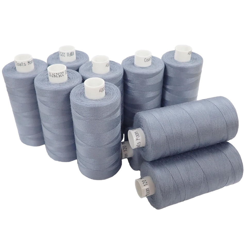 M008410 Grey Spun Polyester Sewing Thread - 1000M, Pack of 10