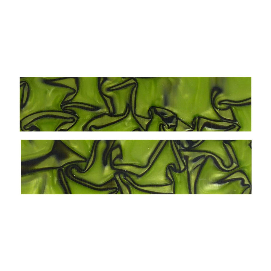 Toxic Green/Black Abstract Kirinite Acrylic Knife Scales (Pair) - 152.4x38.1x3.175mm