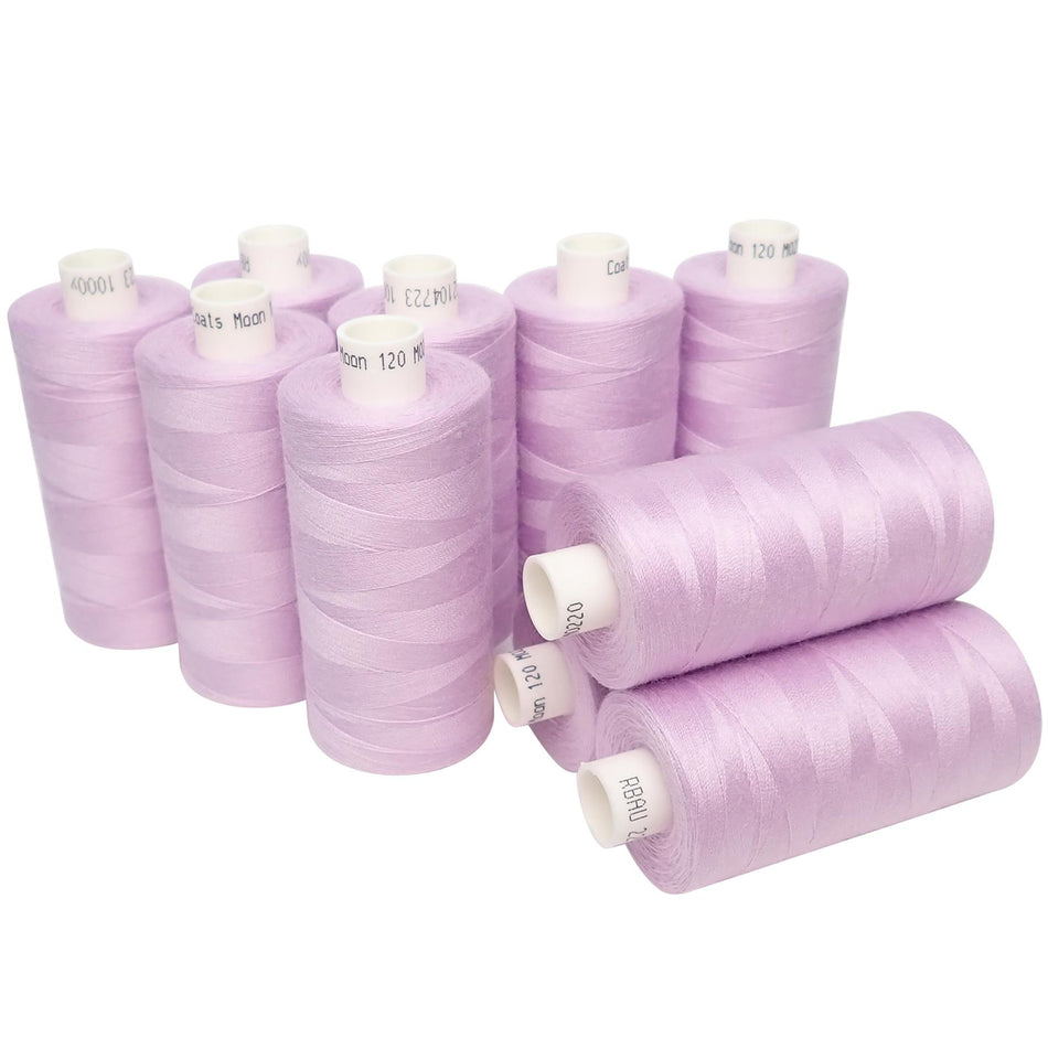 M022010 Light Lilac Spun Polyester Sewing Thread - 1000M, Pack of 10