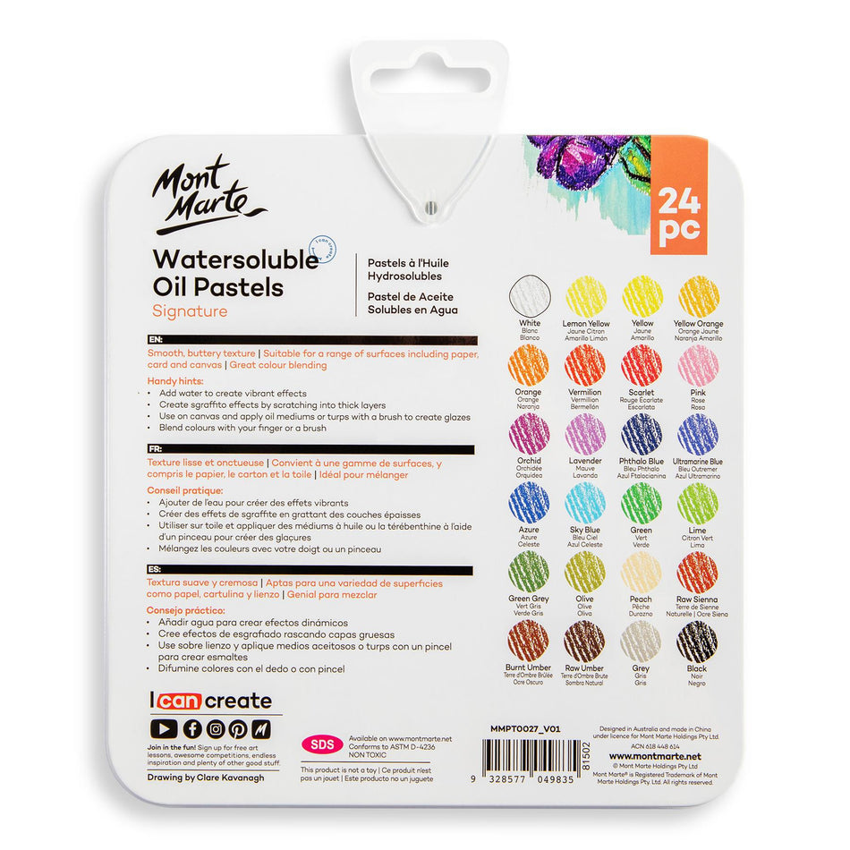 MMPT0027 Watersoluable Oil Pastels In A Tin - Set of 24