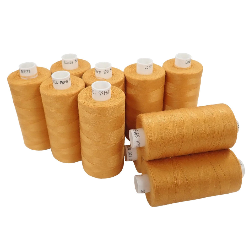 M007310 Mustard Spun Polyester Sewing Thread - 1000M, Pack of 10