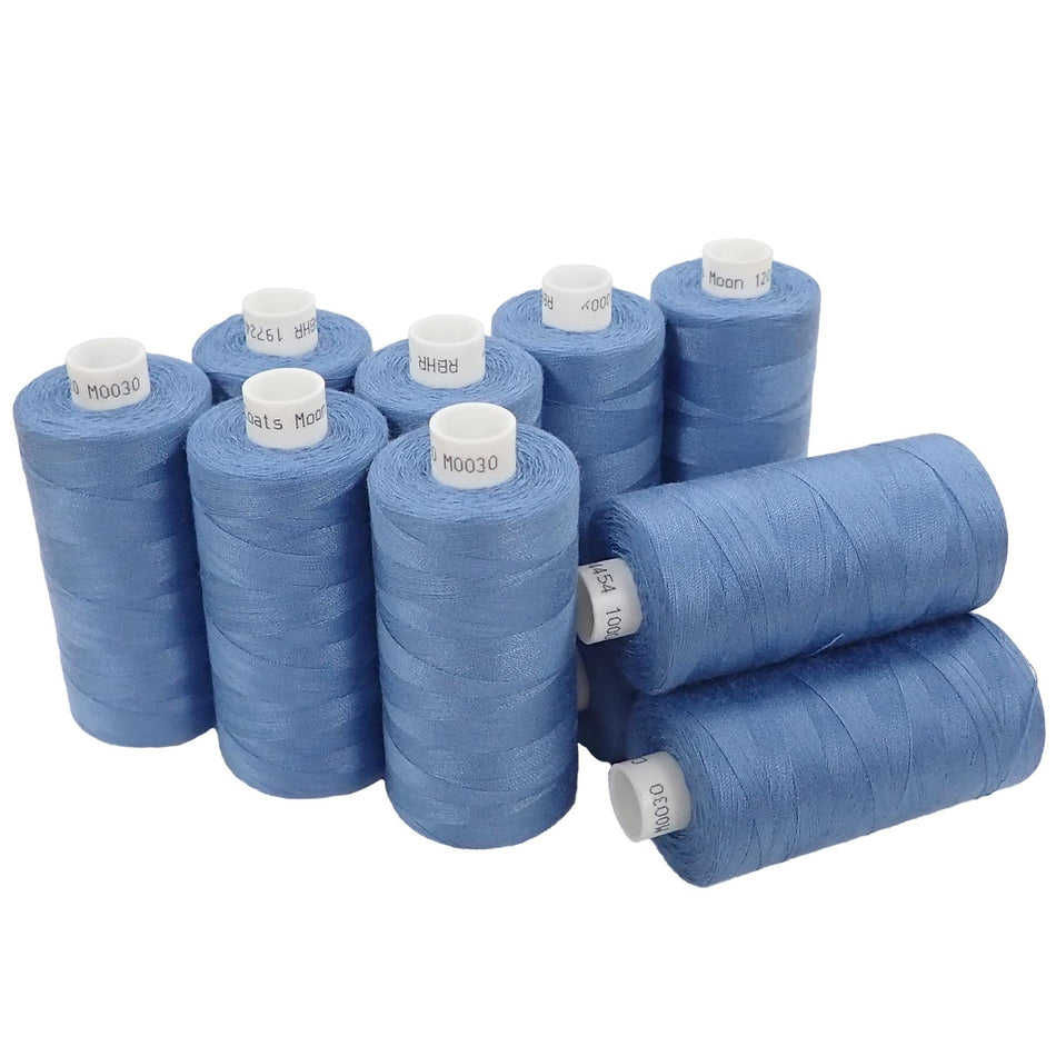 M003010 Steelblue Spun Polyester Sewing Thread - 1000M, Pack of 10