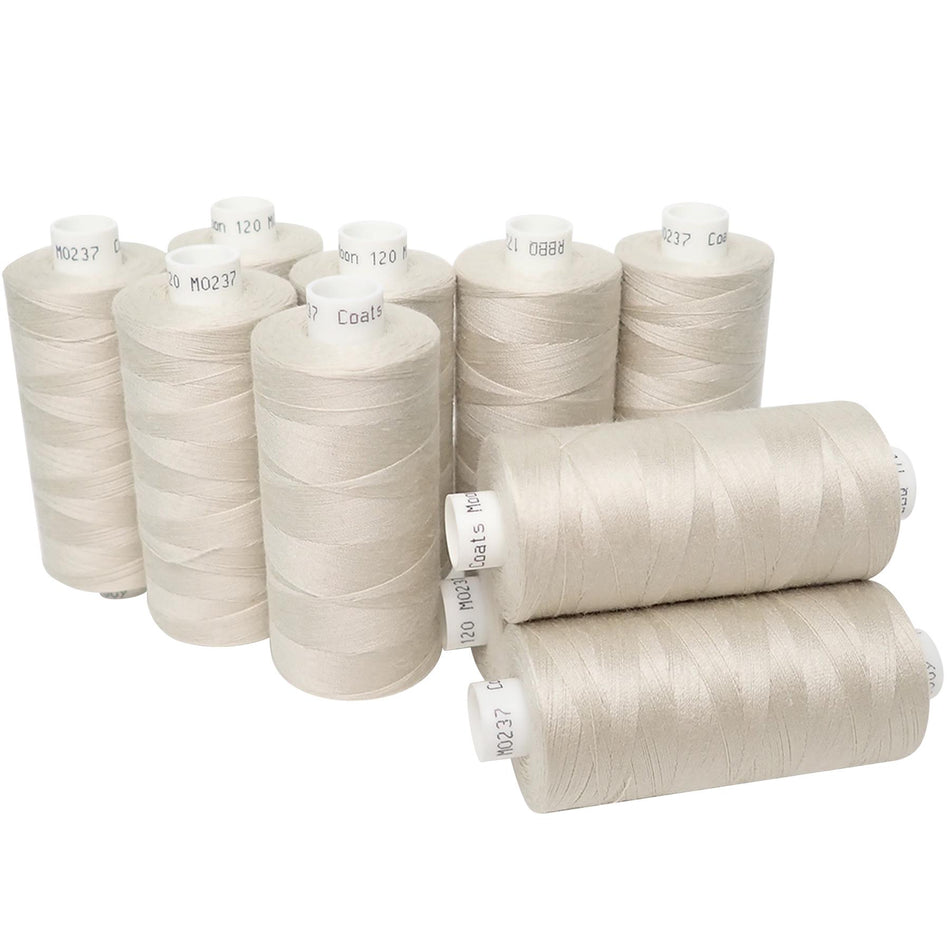 M023710 Light Beige Spun Polyester Sewing Thread - 1000M, Pack of 10