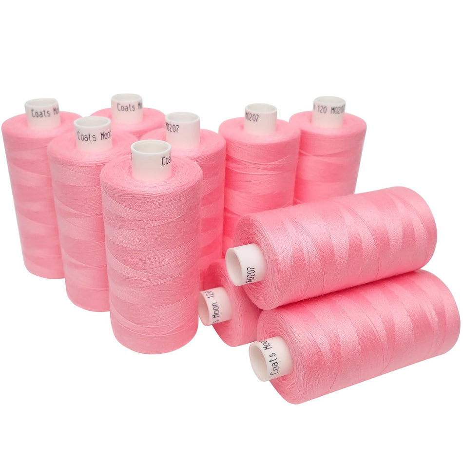 M020710 Pink Spun Polyester Sewing Thread - 1000M, Pack of 10