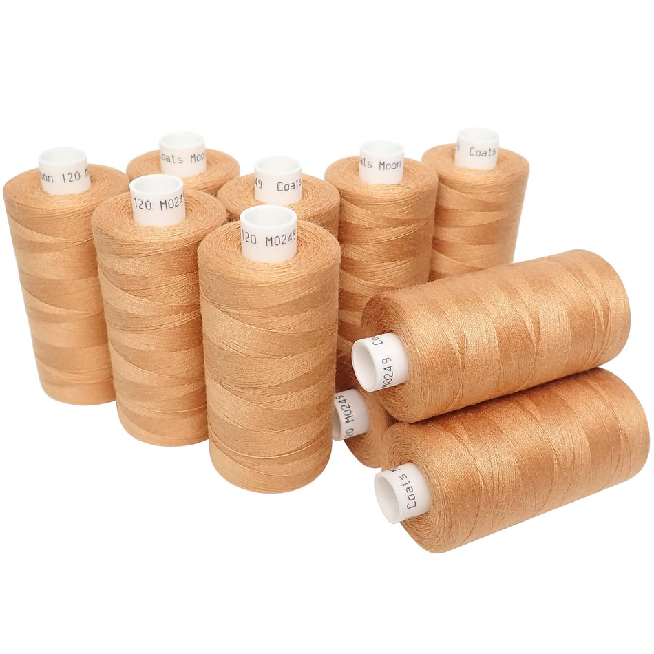 M024910 Mustard Spun Polyester Sewing Thread - 1000M, Pack of 10