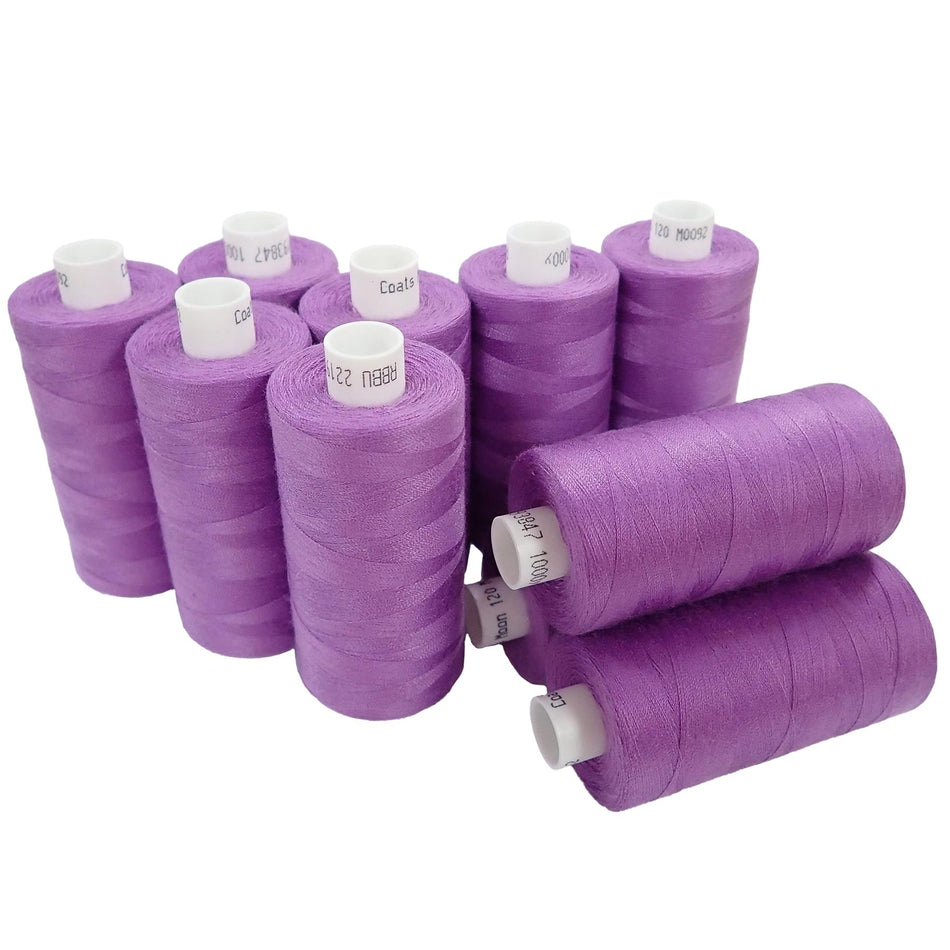 Amethyst Spun Polyester Sewing Thread - 1000M, Set of 10