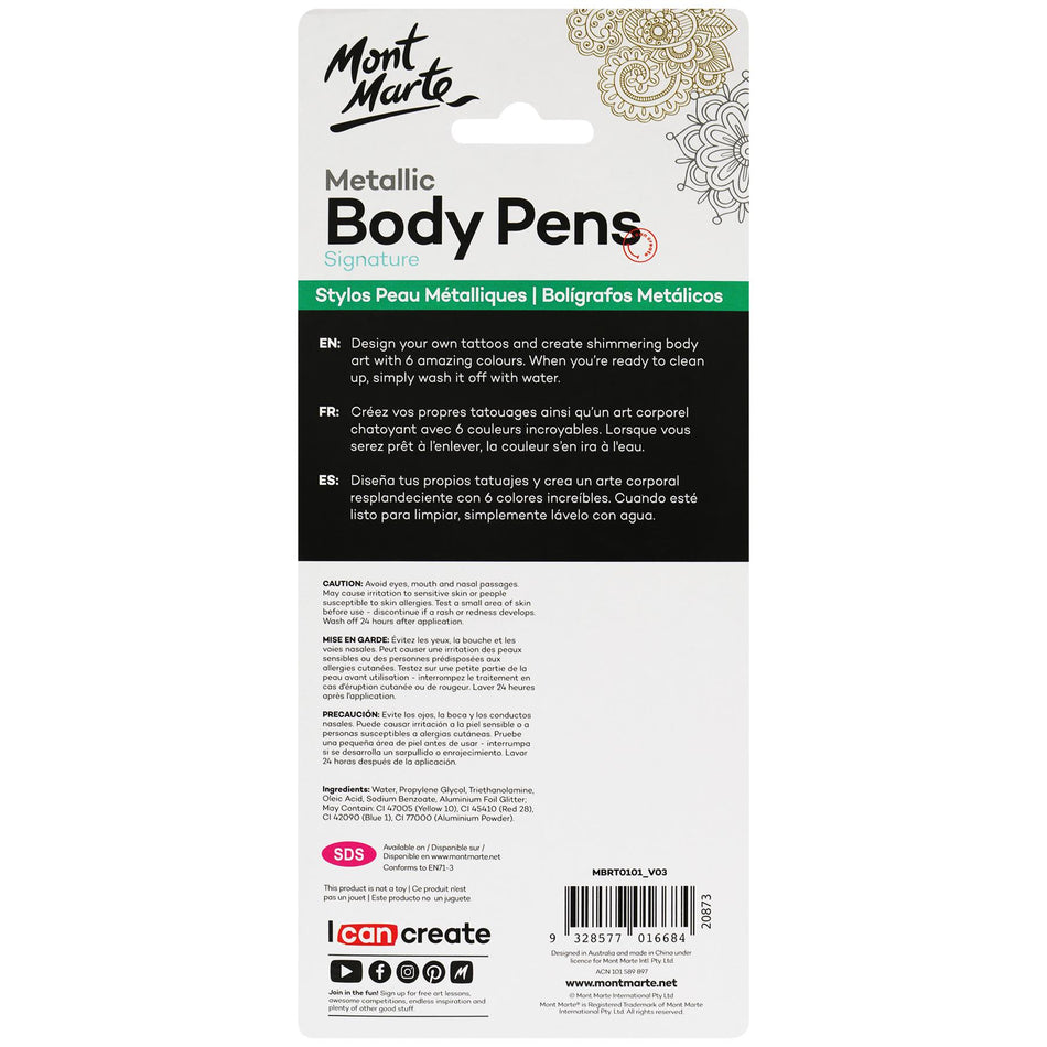 MBRT0101 Metallic Body Pens - Set of 6