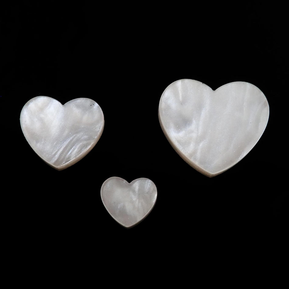 White Pearl Acrylic Jewellery Making Shapes - 10-20mm, Set of 24, Hearts
