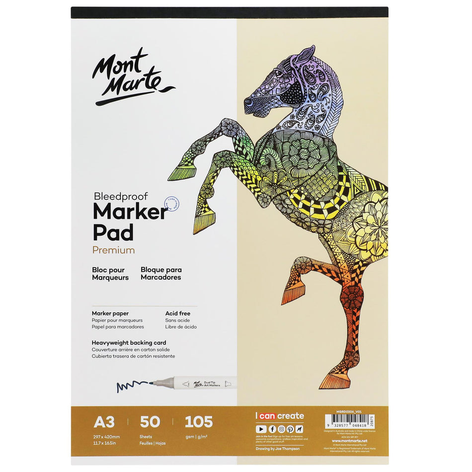 MGRD0206 Bleedproof Marker Pad 105Gsm 50 Sheets - A3