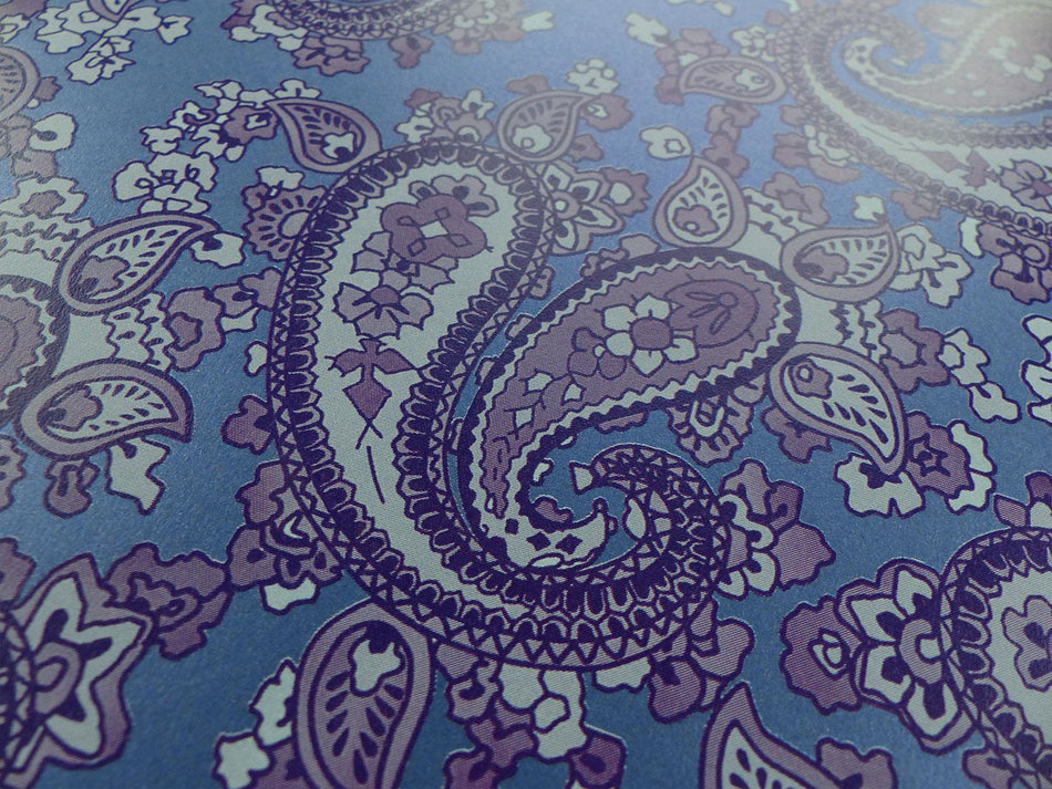 Midnight Blue Backed Purple Paisley Paper Guitar Body Decal - 420x295mm