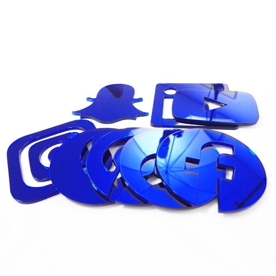 Blue Mirror Acrylic Social Media Icons - 70mm