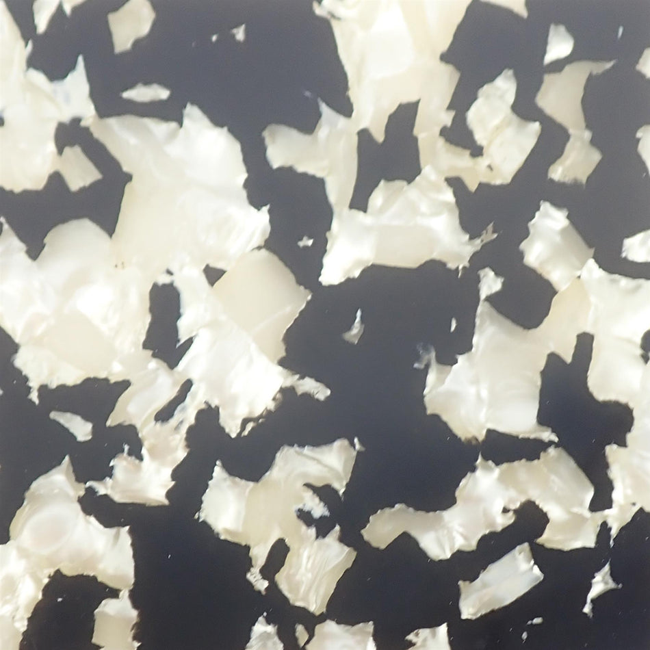 Black and White Pearloid Celluloid Laminate Cast Acrylic Sheet (3mm thick)