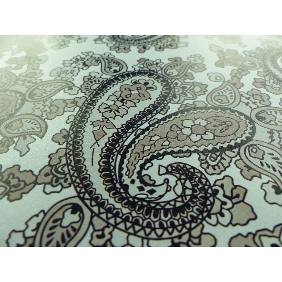 Powder Blue Backed Black and White Paisley Paper Guitar Body Decal - 420x295mm