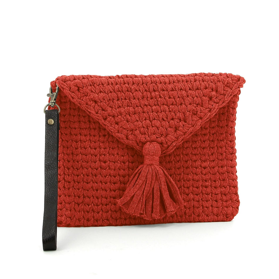 PAK17134 RibbonXL Lipstick Red Cotton Knit Look Clutch Crochet Kit
