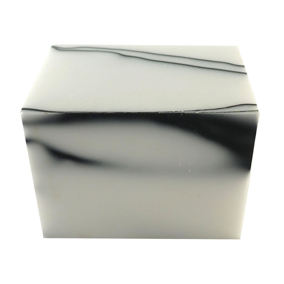 White/Black Whirl Abstract Kirinite Acrylic Block - 64x42x42mm