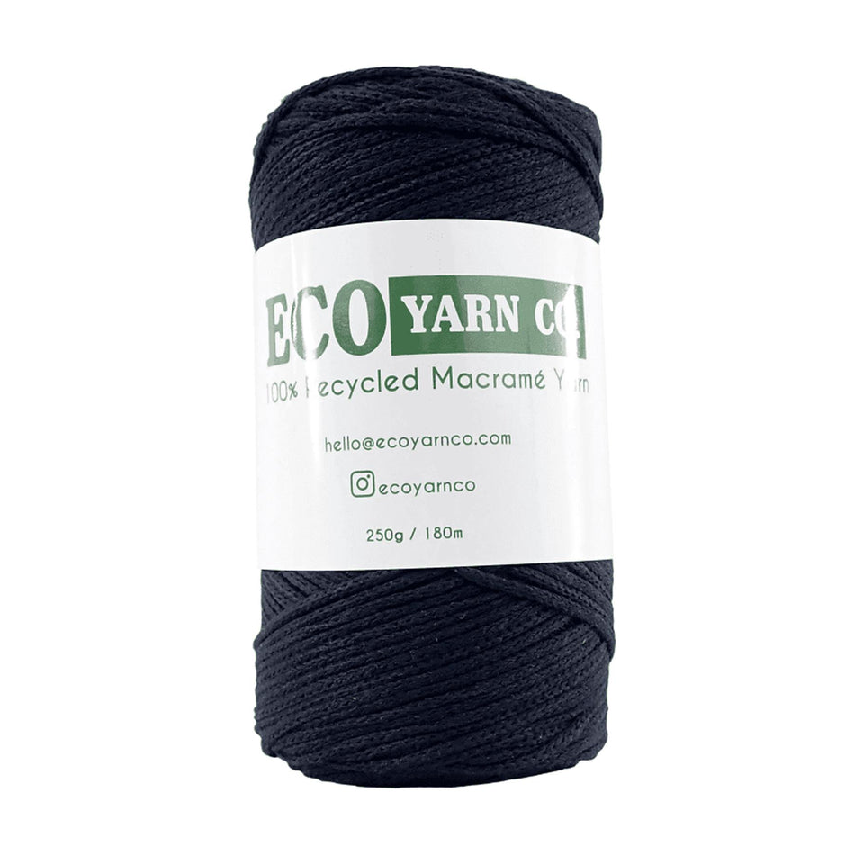 Black Cotton/Polyester Macrame Yarn - 180M, 250g