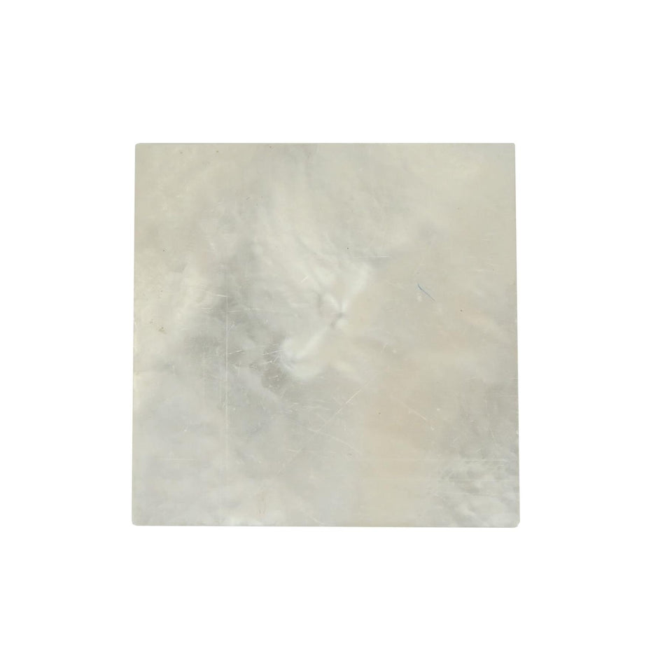 White Mother of Pearl Flat Shell Blanks - 25x25x3mm, Pack of 12, Square