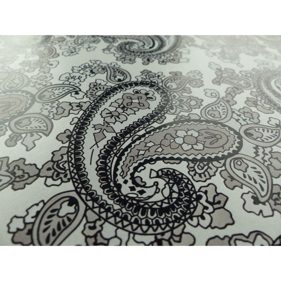 Silver Backed Black and White Paisley Paper Guitar Body Decal - 420x295mm