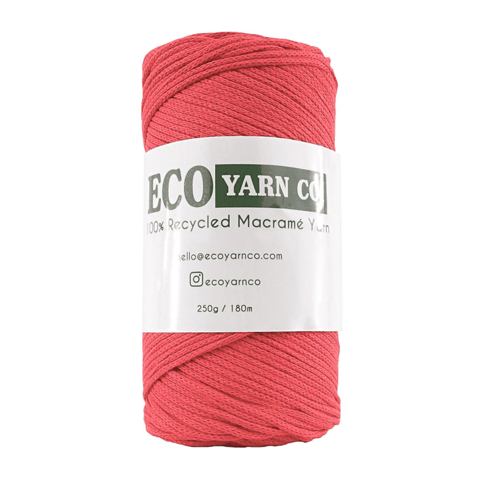 Coral Red Cotton/Polyester Macrame Yarn - 180M, 250g