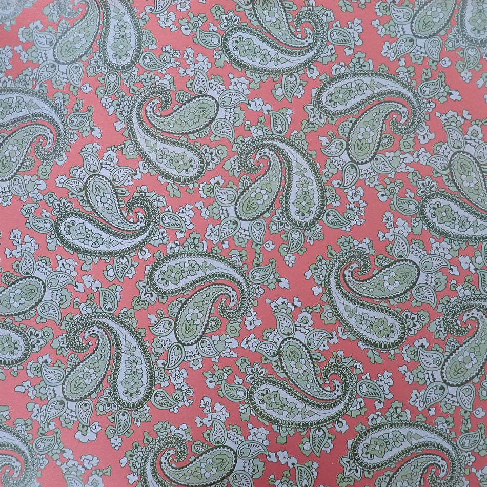 Red Backed Racing Green Paisley Paper Guitar Body Decal - 420x295mm