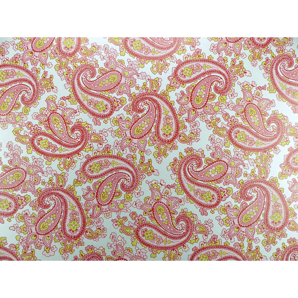 Powder Blue Backed Pink Paisley Paper Guitar Body Decal - 420x295mm