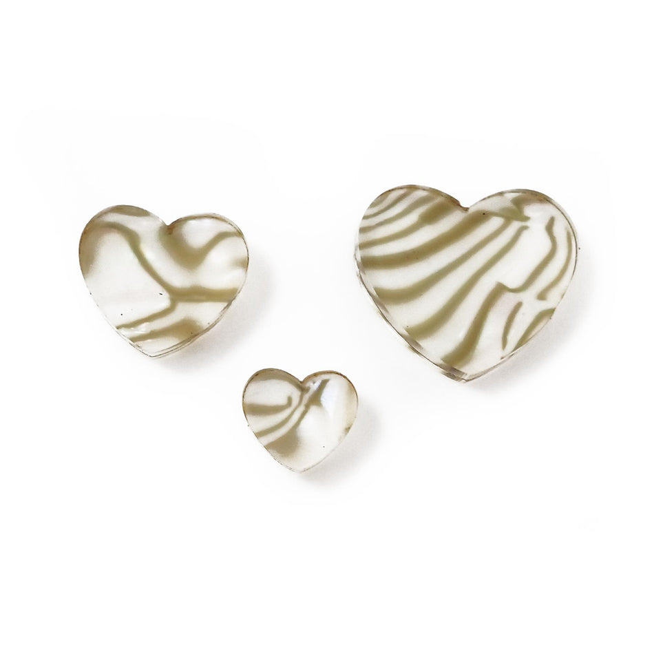 Light Abalone Shell Celluloid Laminate Acrylic Jewellery Making Shapes - 10-20mm, Set of 24, Hearts