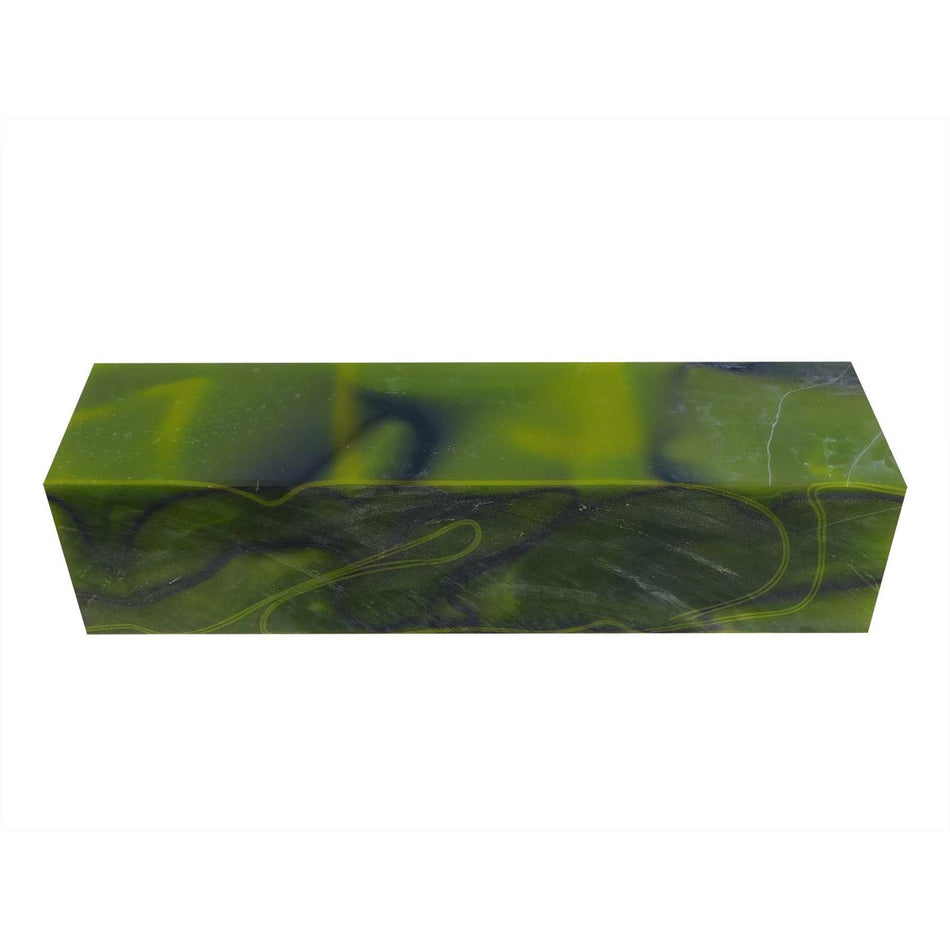 Toxic Green/Black Abstract Kirinite Acrylic Knife Block - 150x40x31mm