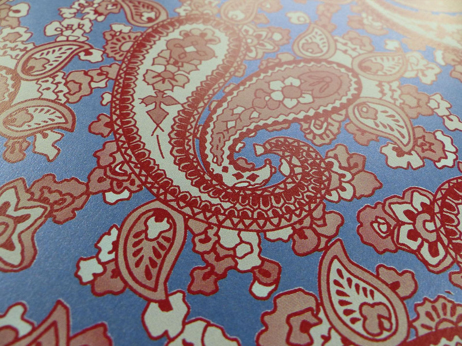 Midnight Blue Backed Red Paisley Paper Guitar Body Decal - 420x295mm