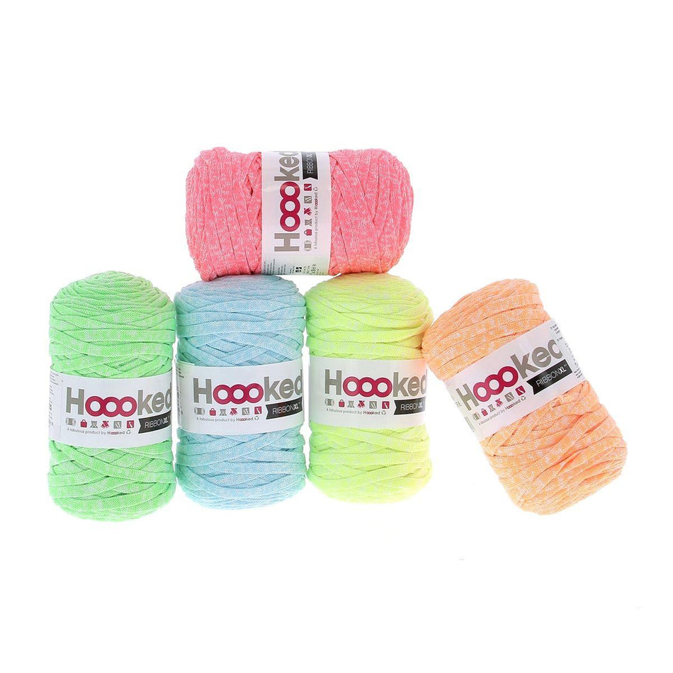 RibbonXL Neon Rainbow Splash Cotton Yarn - 120M, 250g Pack of 5