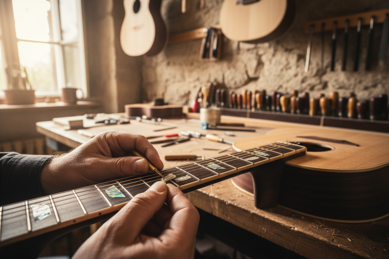 How to Inlay a Guitar Fretboard — Pearl, Abalone & Stone
