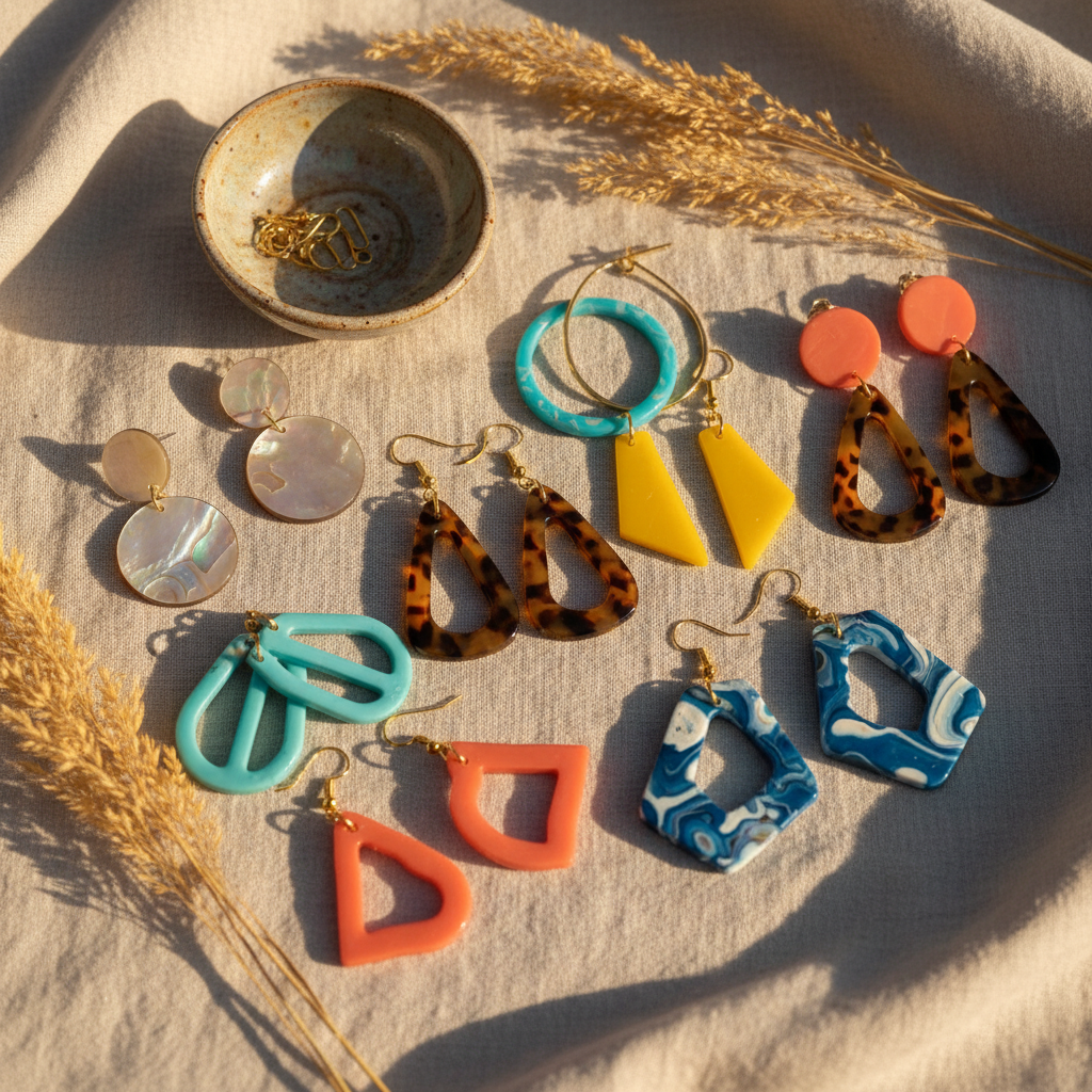Which Material for Handmade Jewellery? Shell, Acetate, Acrylic and Kirinite Compared