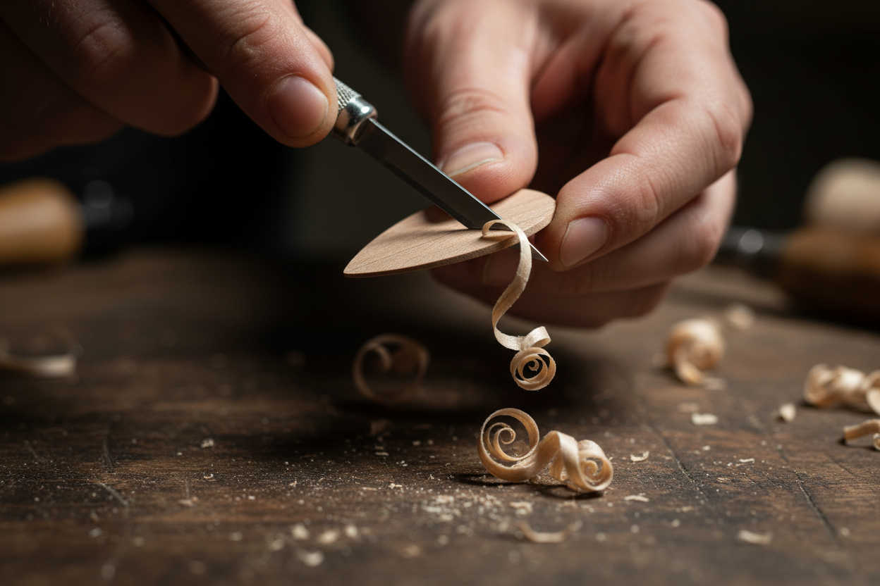 A Beginner's Guide to Crafting a Custom Wooden Guitar Pick with Offcuts