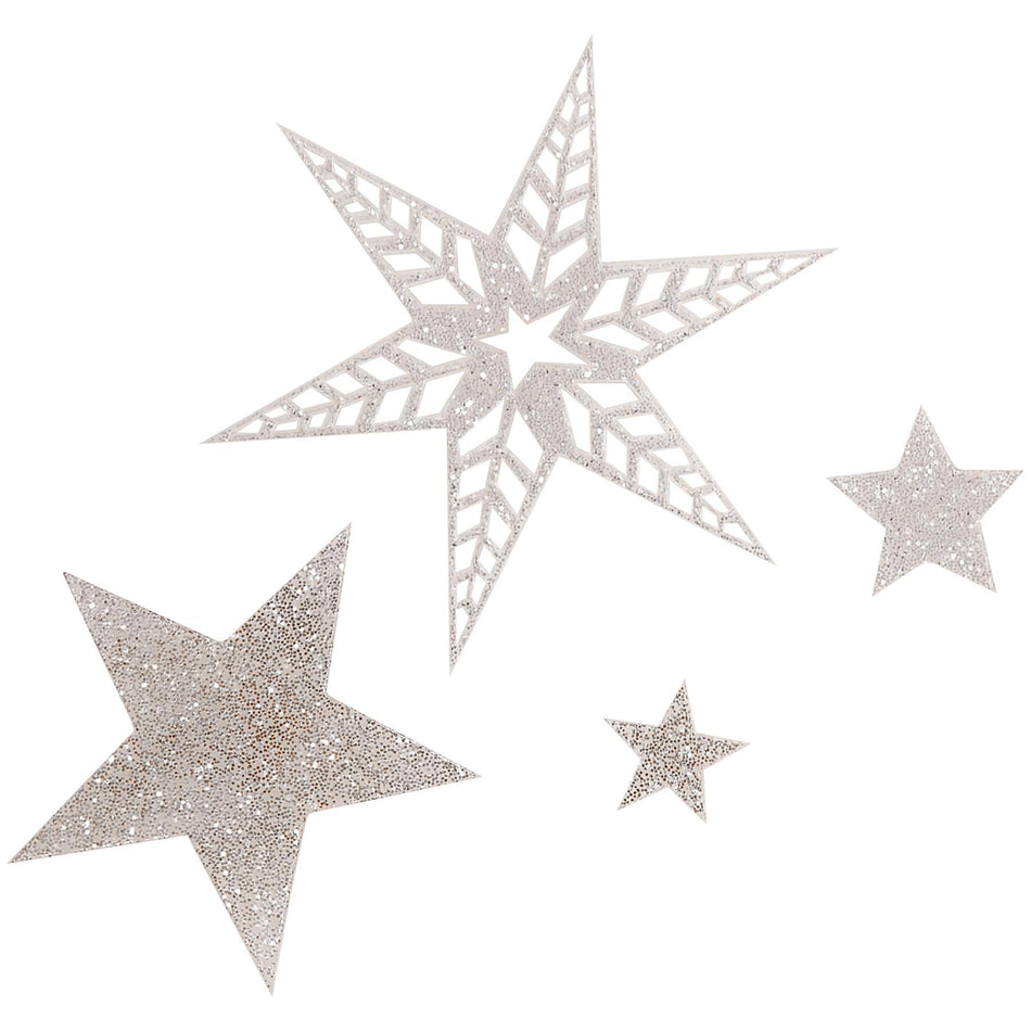 Silver Sparkle Acrylic Stars Decoration - Set of 32