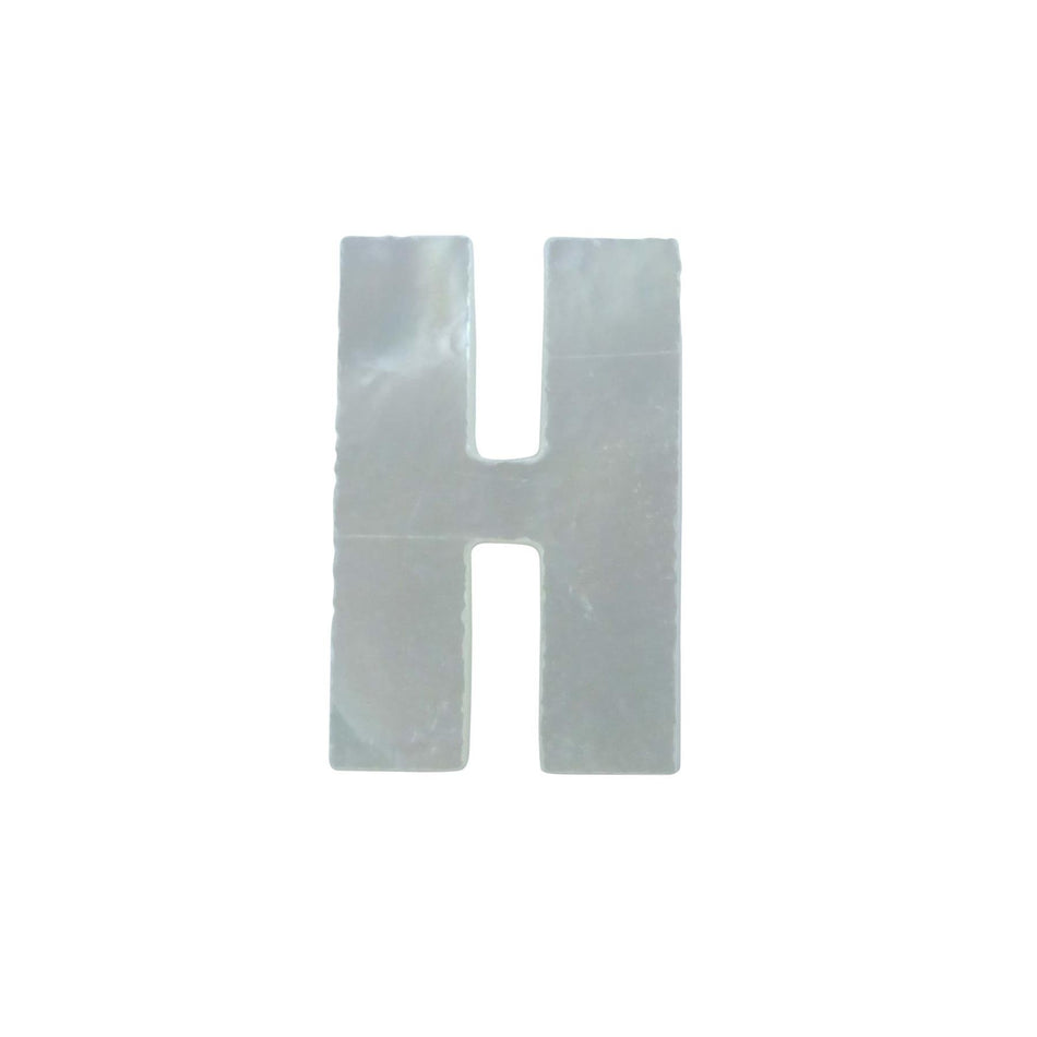 White Mother of Pearl Erte Letter Inlay Upper Case H - ~15mm, Upper Case H
