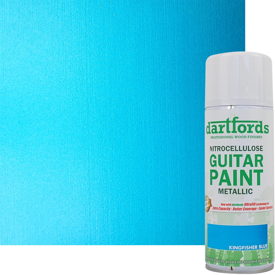Kingfisher Blue Metallic Nitrocellulose Guitar Paint - 400ml Aerosol