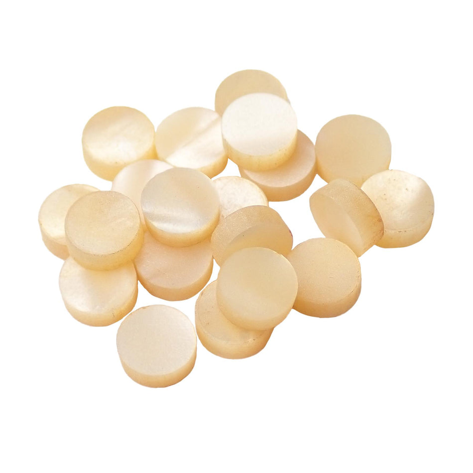 Cream Vintage Pearloid Celluloid Dot Inlays - 5mm, Pack of 20, Circle