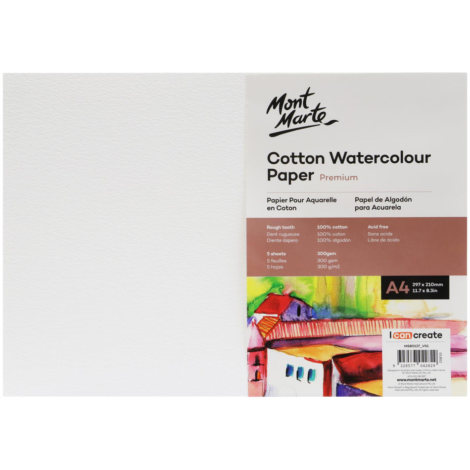 MSB0127 Cotton Watercolour Paper 300Gsm 5 Sheets - A4