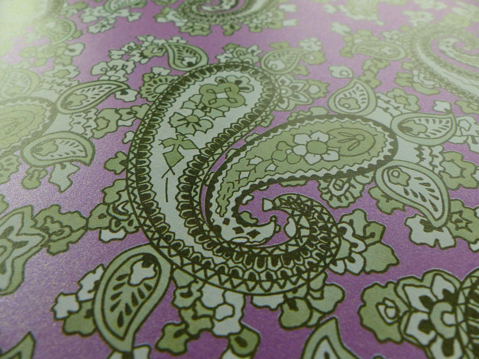 Purple Backed Racing Green Paisley Paper Guitar Body Decal - 420x295mm