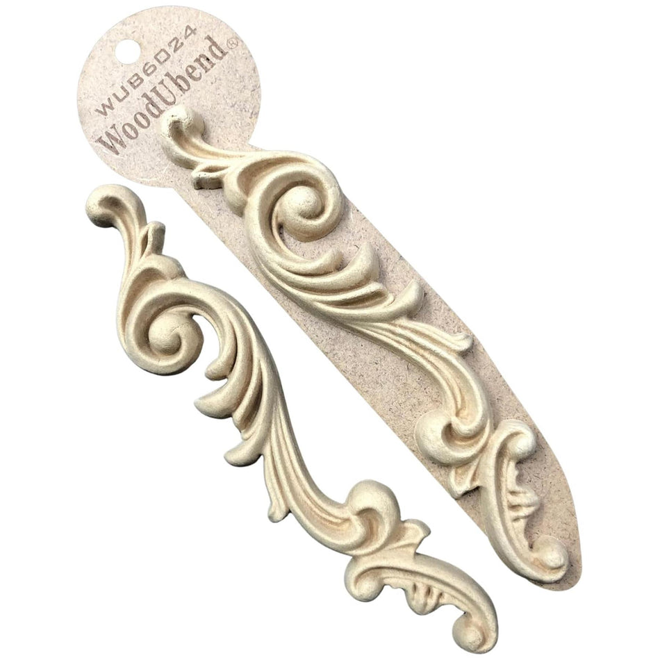 [WoodUBend] WUB6024 Scroll Pair Applique/Moulding - 190x50mm