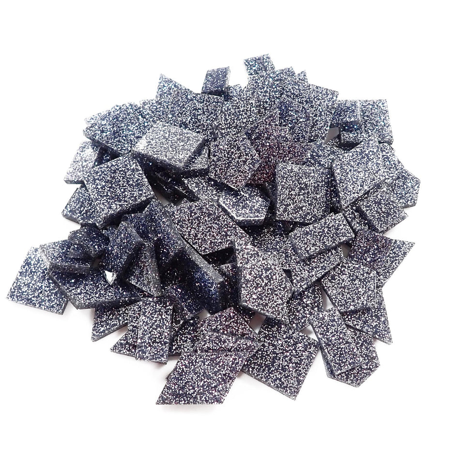 Mixed Dark Grey Glitter Acrylic Mosaic Tiles, 12-30mm (Pack of 200pcs)