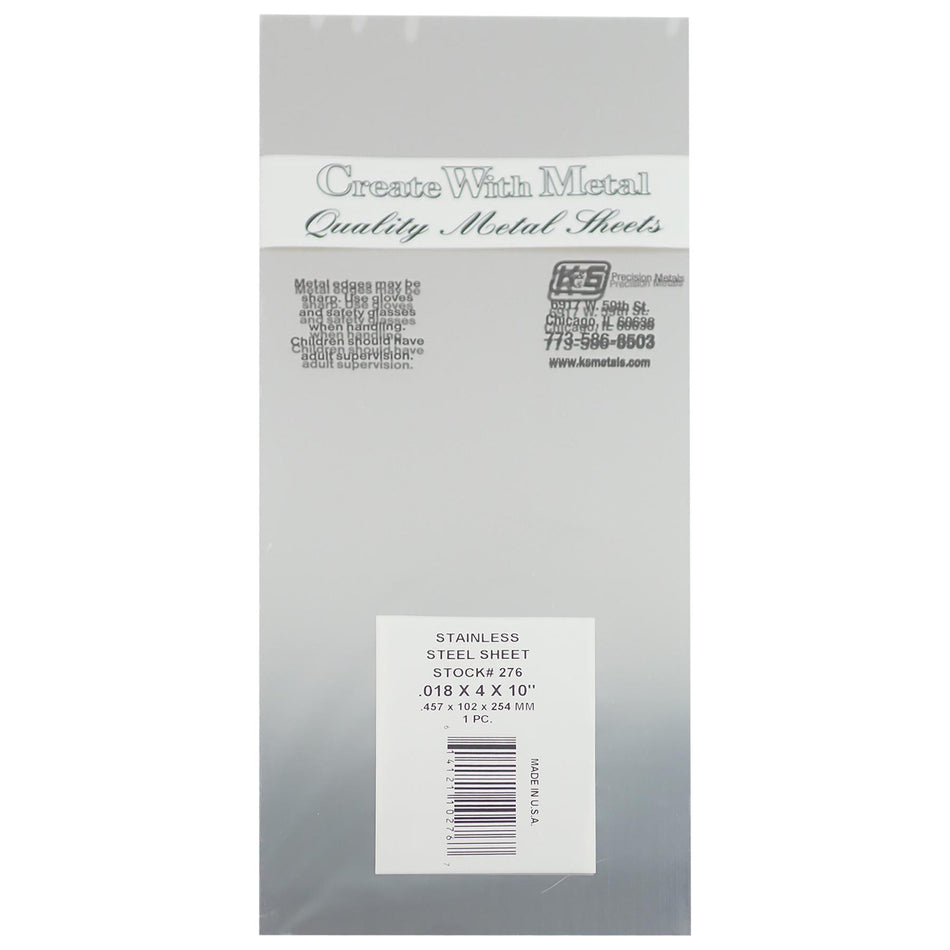 276 Stainless Steel Sheet - 4x10", Pack of 6, .018"