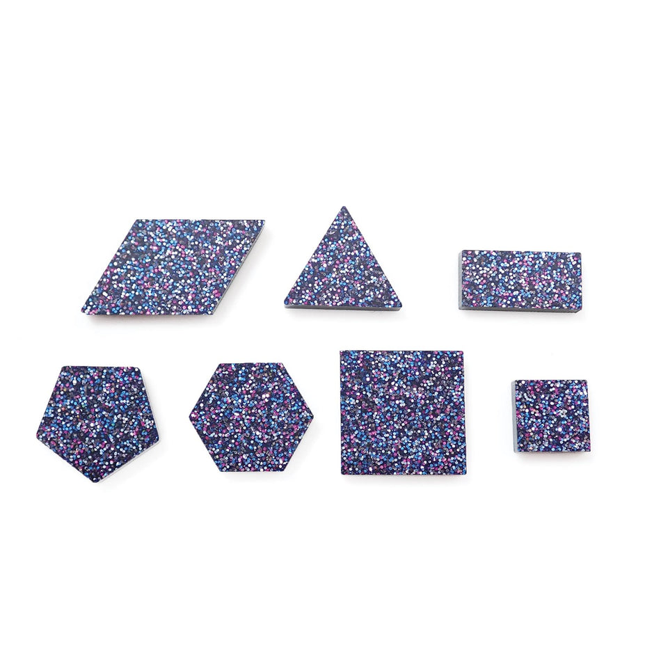 Mixed Blue Holographic Glitter Acrylic Mosaic Pieces, 12-30mm (Pack of 200pcs)