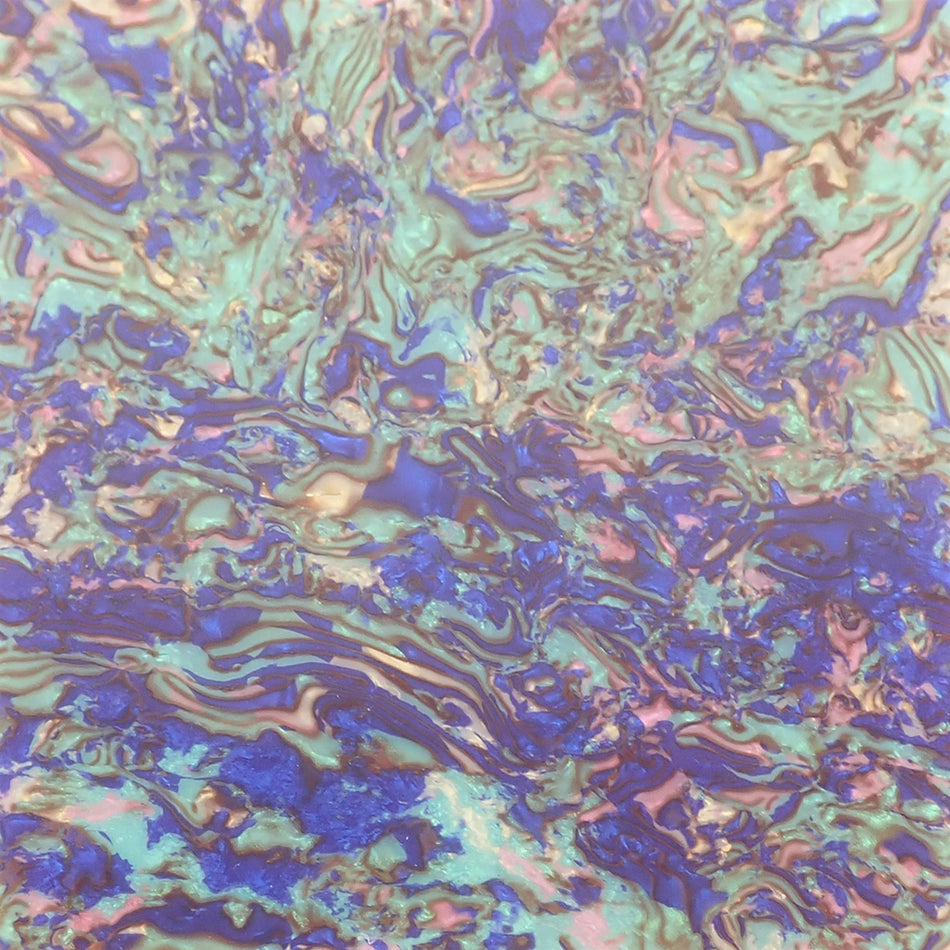 Blue Splatter Celluloid Laminate Cast Acrylic Sheet (3mm thick)