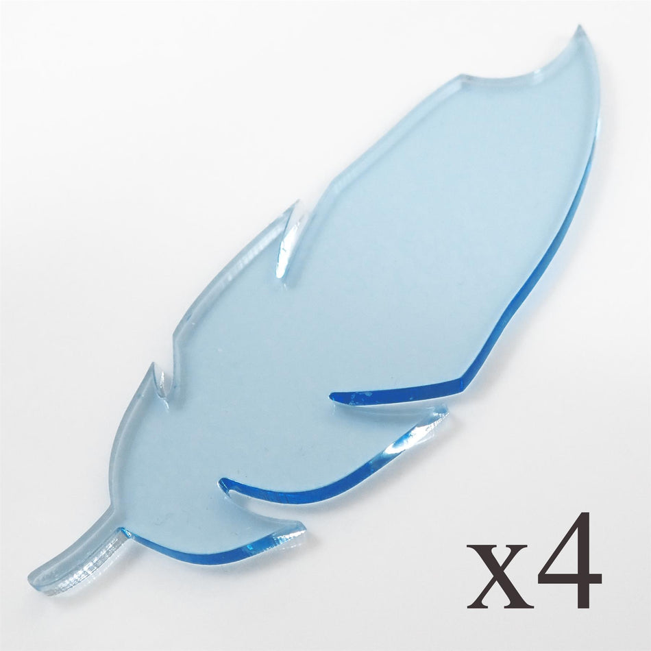 Glass Look Cast Acrylic Feather Decorations, 100mm (Style 9) (Pack of 4)